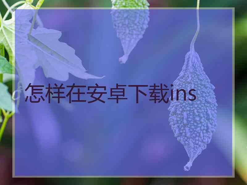 怎样在安卓下载ins